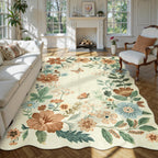 Lahome Floral Living Room Rugs, Area Rugs 5x7 Rug for Bedroom Ultra-Thin Soft Rug, Non-Slip Washable Rugs Stain Resistant Boho Rug Flore Throw Rug for ‎Dining Room Office (5x7ft,Green)