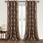 NAPEARL Damask Curtains-Fancy Jacquard Semi-Blackout Brown Curtain Drapes for legant & Private Living Room & Bedroom, Luxury Curtains 96 Inches Length (2 Panels, Each 52 x 96 Inches)