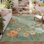 Lahome Floral Living Room Rugs, Area Rugs 5x7 Rug for Bedroom Ultra-Thin Soft Rug, Non-Slip Washable Rugs Stain Resistant Boho Rug Flore Throw Rug for ‎Dining Room Office (5x7ft,Green)