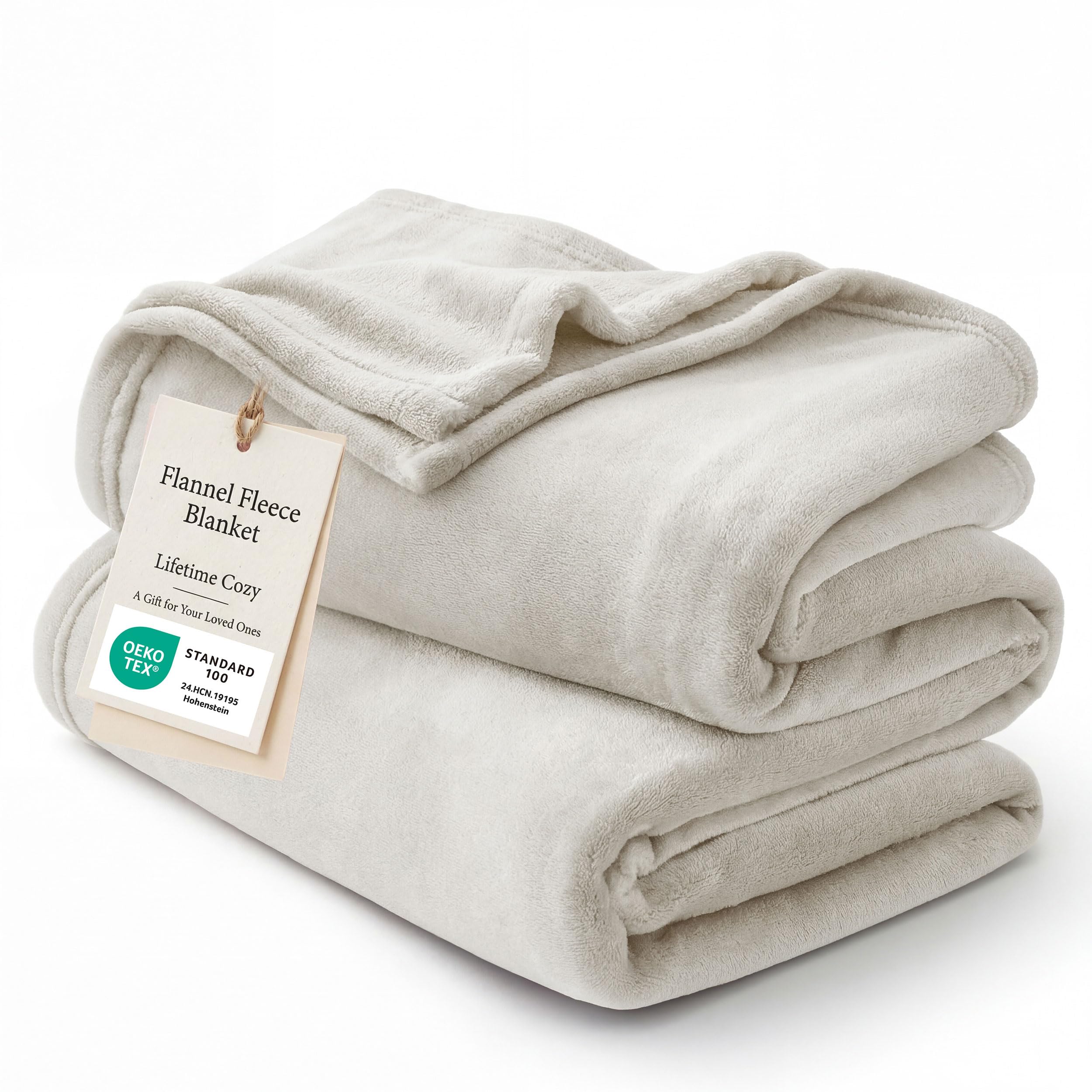 Bedsure GentleSoft Fleece Blanket Twin Size Cream - 300GSM Lightweight Plush Fuzzy Cozy Soft Warm Blanket for Bed, Sofa, Couch, Travel, Camping, 60x80 inches