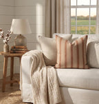 Linen Throw Pillow Covers Stripe Brown Pillow Cover Spring Decorative Pillow Covers for Living Room, Bedroom (Brown Stripes, 22" L x 22" W)