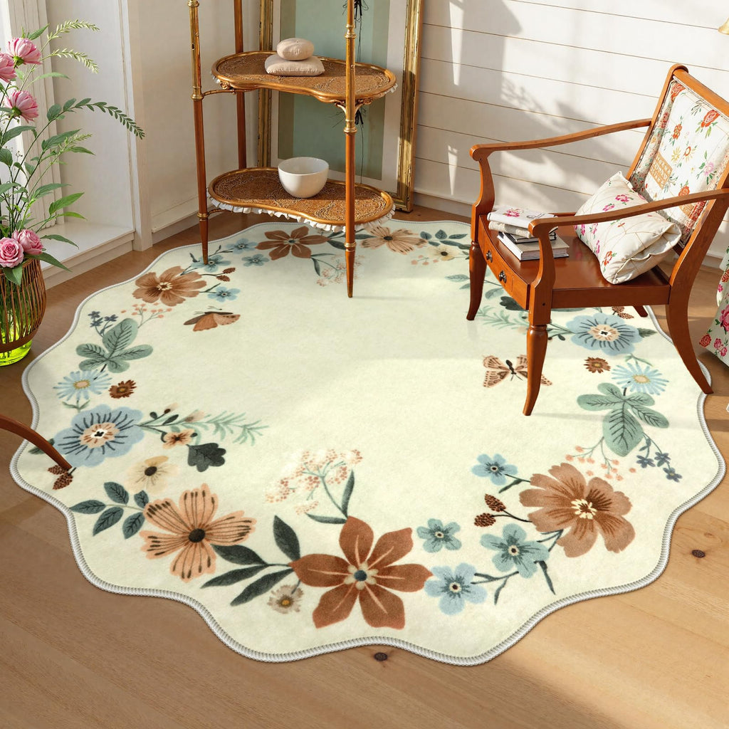 Lahome Floral Living Room Rugs, Area Rugs 5x7 Rug for Bedroom Ultra-Thin Soft Rug, Non-Slip Washable Rugs Stain Resistant Boho Rug Flore Throw Rug for ‎Dining Room Office (5x7ft,Green)