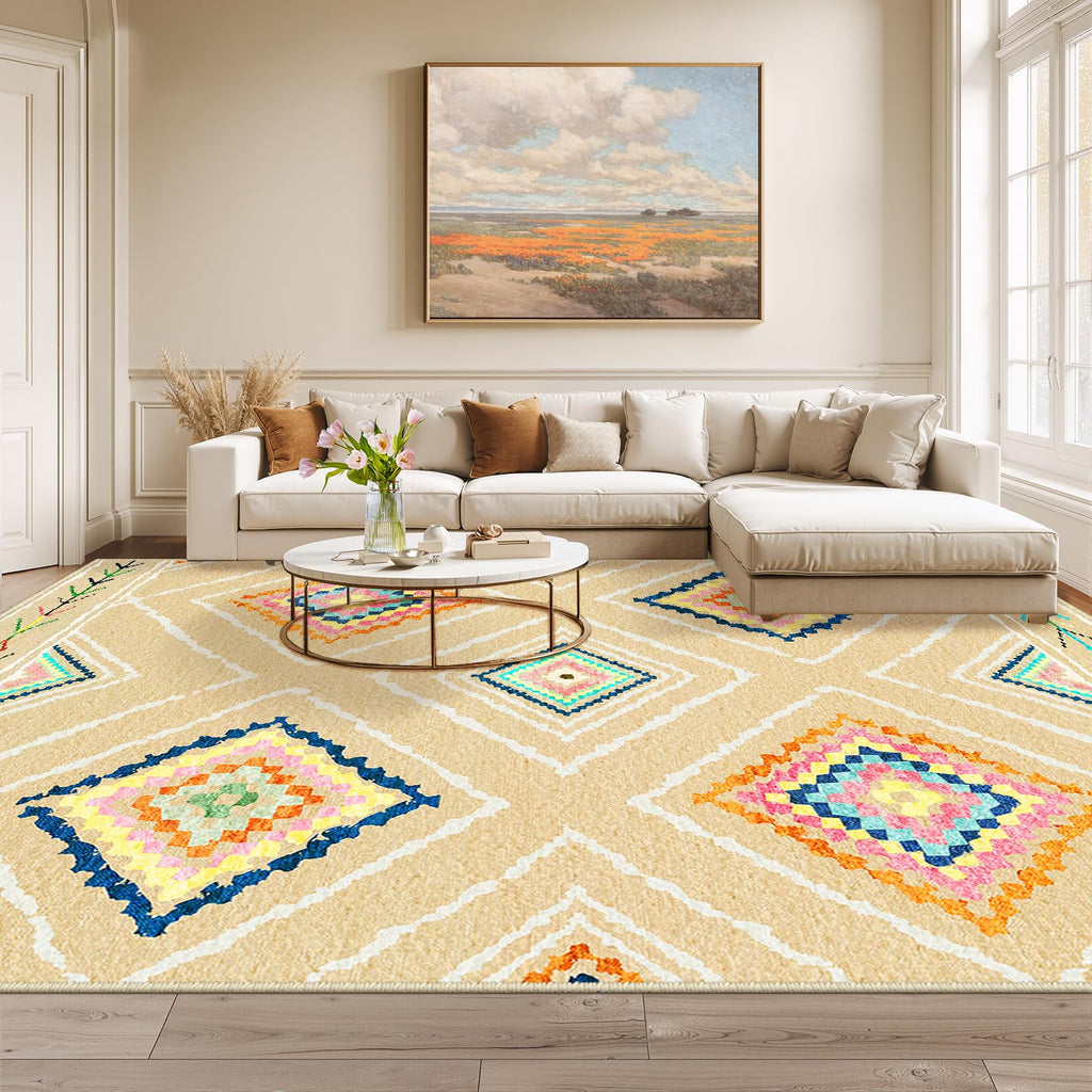 BESTSWEETIE Area Rug 5x7 Rug Machine Washable Non-Slip Low Pile Print Pattern Western Rug for Living Room Bedroom Entryway Tribal Series -Black