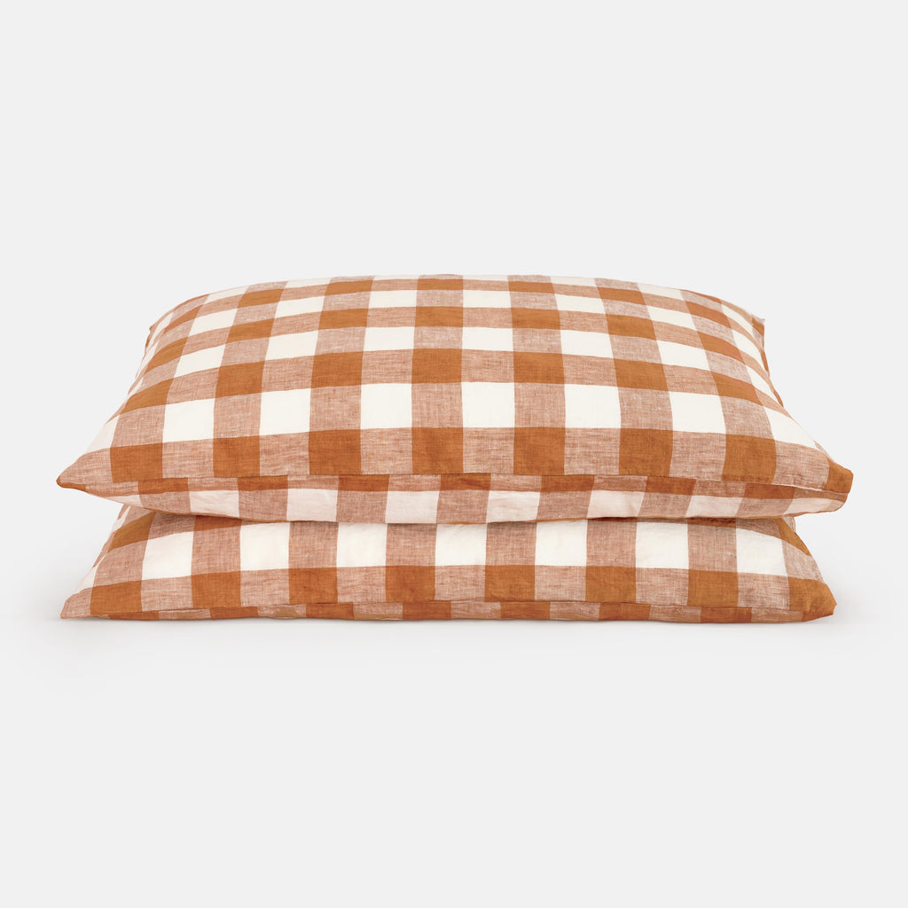 Striped Linen Pillow Cases Set of 2,20"x30" Standard/Queen Size,100% French Natural Flax Soft Linen Pillowcases,Natural Stripe
