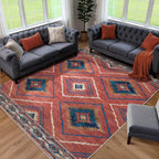 BESTSWEETIE Area Rug 5x7 Rug Machine Washable Non-Slip Low Pile Print Pattern Western Rug for Living Room Bedroom Entryway Tribal Series -Black