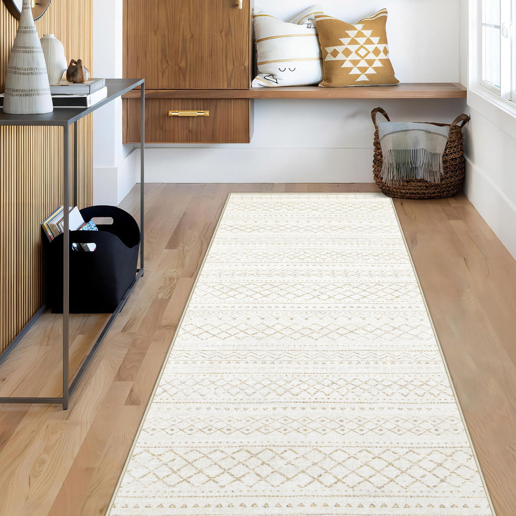 Area Rug Living Room Rugs 8x10 - Large Soft Boho Geometric Rug, Non-Slip Foldable Washable Rugs Non Shedding Morden Indoor Floor Carpet for Living Room Bedroom Office Dining Room(Brown Green,8'x10')