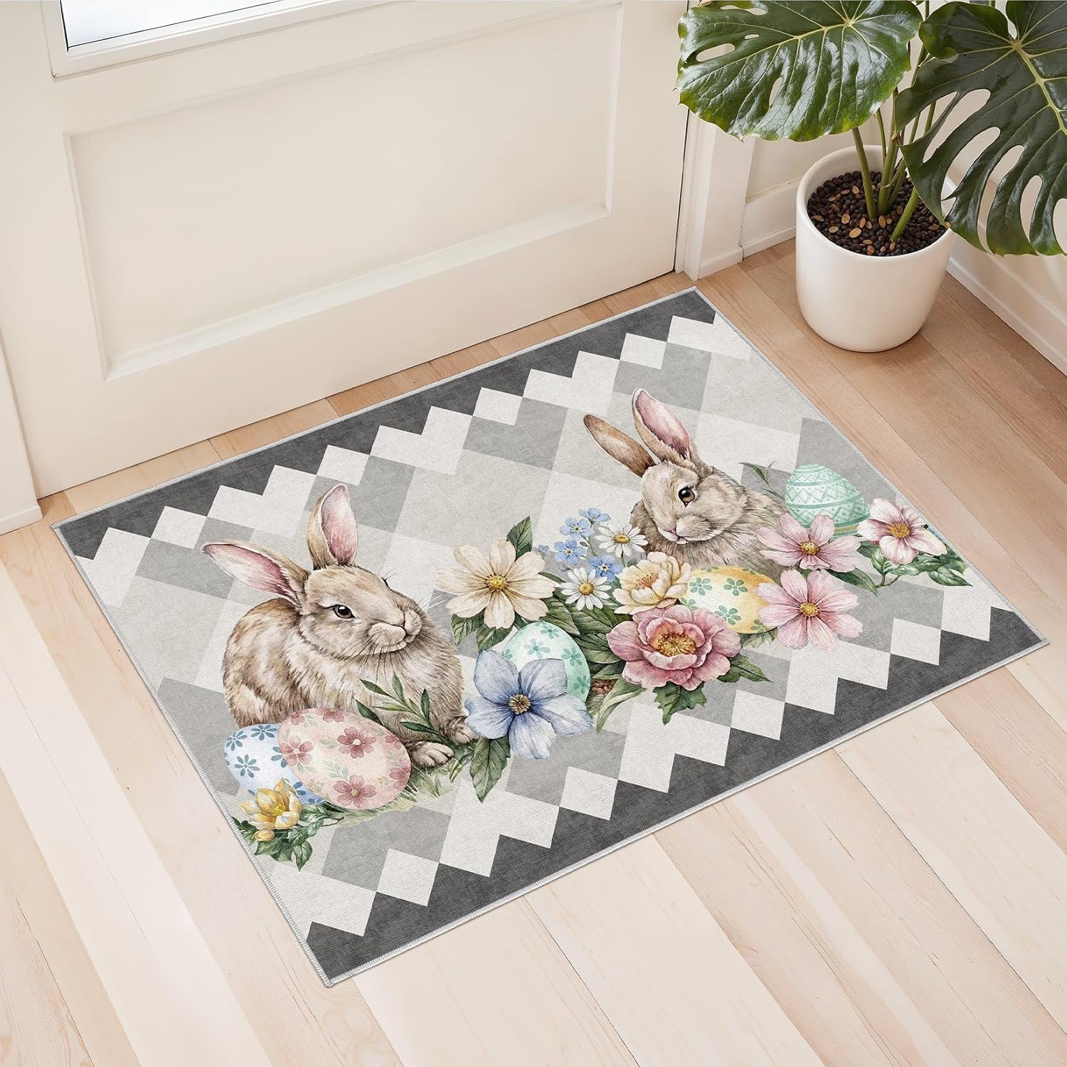 cotiled 5x7 Area Rug Living Room: Washable Boho Rugs with Non Slip Backing Large Soft Indoor Stain Resistant Carpet for Bedroom Farmhouse Dining Room Lightweight Home Decor L Brown/Cream