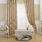 NAPEARL Damask Curtains-Fancy Jacquard Semi-Blackout Brown Curtain Drapes for legant & Private Living Room & Bedroom, Luxury Curtains 96 Inches Length (2 Panels, Each 52 x 96 Inches)