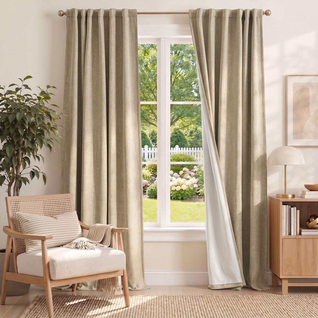 jinchan Taupe Printed Curtains Modern Jacquard Curtains with Herringbone Geometric Zigzag Pattern Room Darkening Drapes for Living Room Bedroom Grommet Top Window Treatments 63 Inch Length 2 Panels
