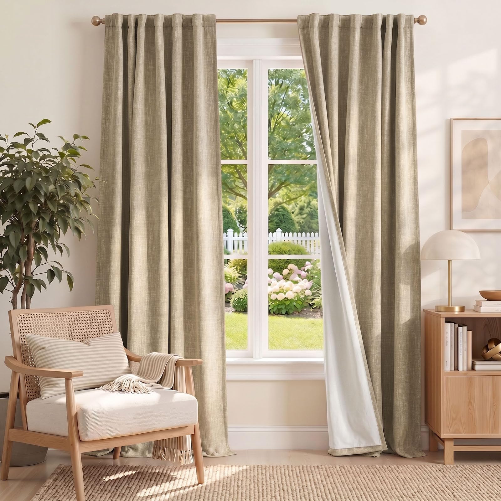 jinchan Taupe Printed Curtains Modern Jacquard Curtains with Herringbone Geometric Zigzag Pattern Room Darkening Drapes for Living Room Bedroom Grommet Top Window Treatments 63 Inch Length 2 Panels
