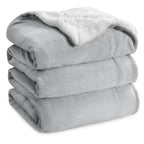 Bedsure GentleSoft Sherpa Fleece Queen Blankets for Bed, Non-Heated, Thick and Warm Throw for Women and Men, Soft Fuzzy Plush Queen Blanket for Winter, Grey, 90x90 Inches