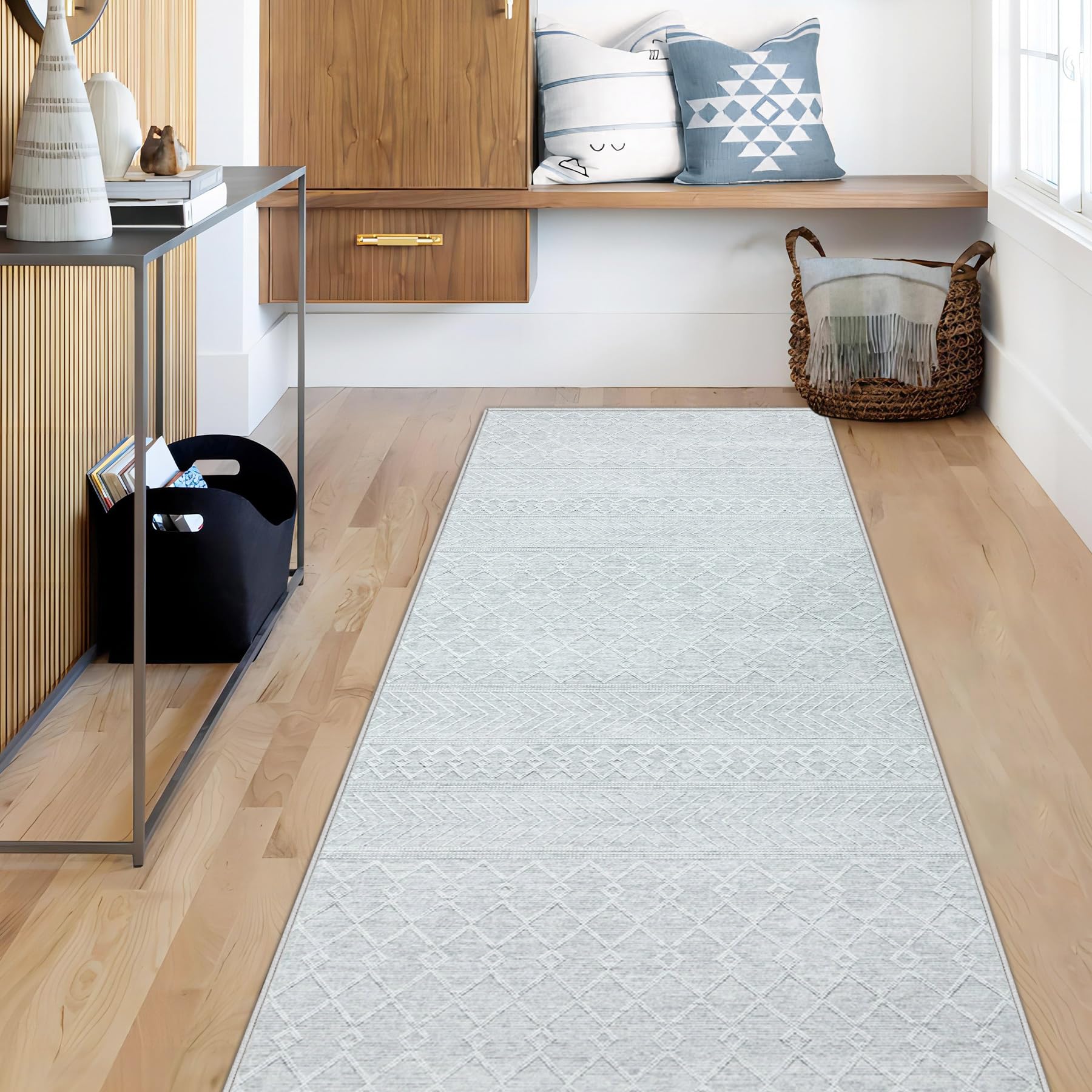 Area Rug Living Room Rugs 8x10 - Large Soft Boho Geometric Rug, Non-Slip Foldable Washable Rugs Non Shedding Morden Indoor Floor Carpet for Living Room Bedroom Office Dining Room(Brown Green,8'x10')