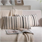 Cethom Navy Blue Boho Throw Pillow Covers 20x20 Inch Set of 2, Stripe Textured Decorative Couch Pillow Cases for Bed, Sofa, Living Room, Bedroom, Farmhouse Home Accent Cushion Covers