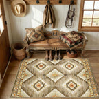 BESTSWEETIE Area Rug 5x7 Rug Machine Washable Non-Slip Low Pile Print Pattern Western Rug for Living Room Bedroom Entryway Tribal Series -Black