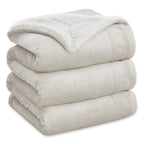 Bedsure GentleSoft Sherpa Fleece Queen Blankets for Bed, Non-Heated, Thick and Warm Throw for Women and Men, Soft Fuzzy Plush Queen Blanket for Winter, Grey, 90x90 Inches