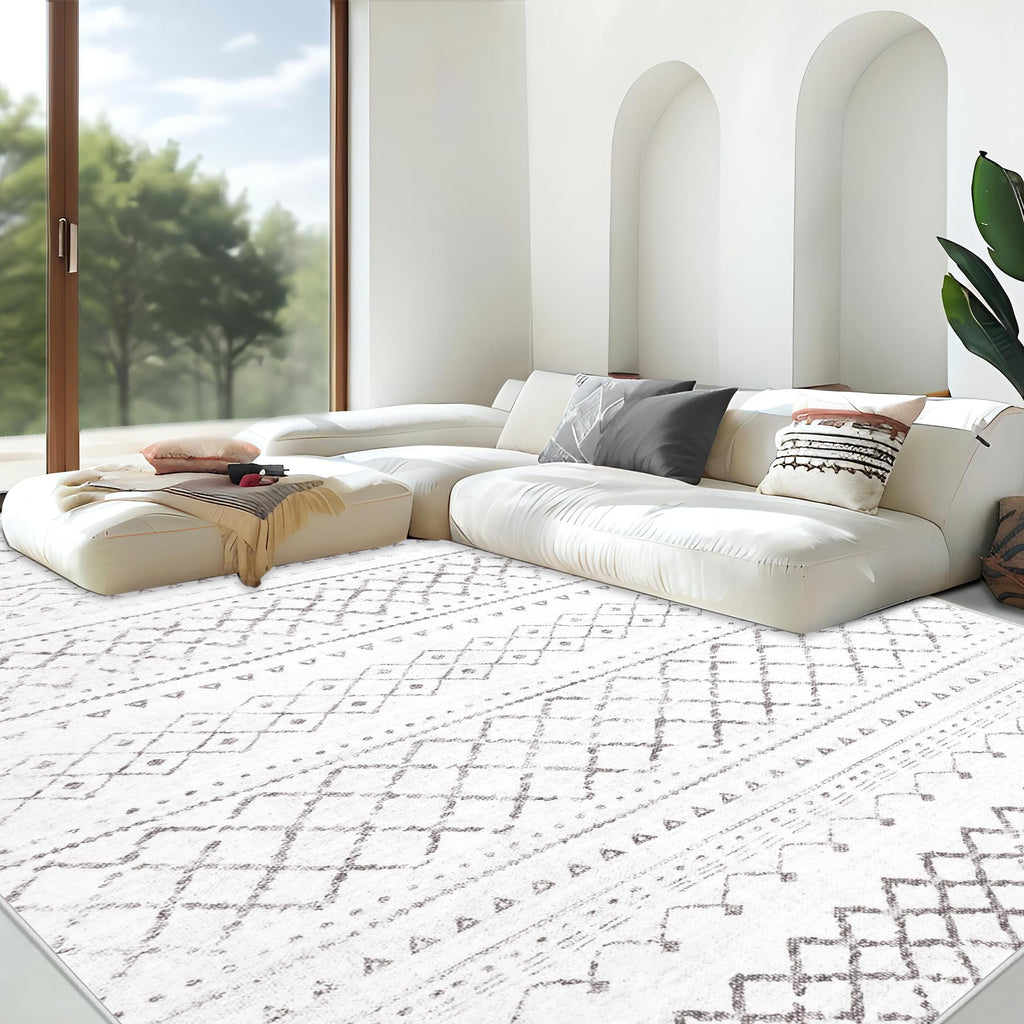Area Rug Living Room Rugs 8x10 - Large Soft Boho Geometric Rug, Non-Slip Foldable Washable Rugs Non Shedding Morden Indoor Floor Carpet for Living Room Bedroom Office Dining Room(Brown Green,8'x10')