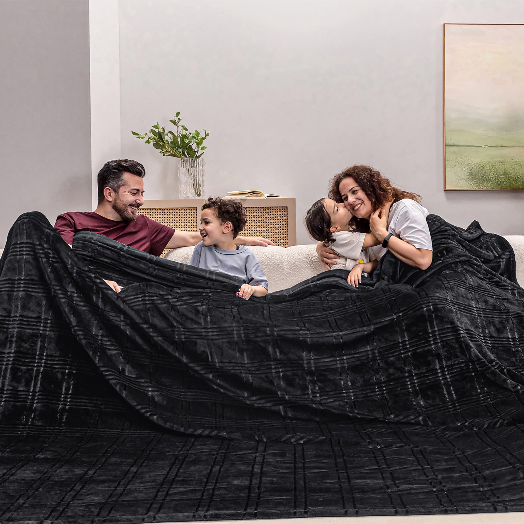 COOVA Oversized King Fleece Blanket 120x120 inches, Soft Cozy Warm Giant Extra Large 10'x10' Blanket for Bed, Sofa, Couch,Travel, Camping, California Huge Flannel Big Throw Blanket, Dark Grey