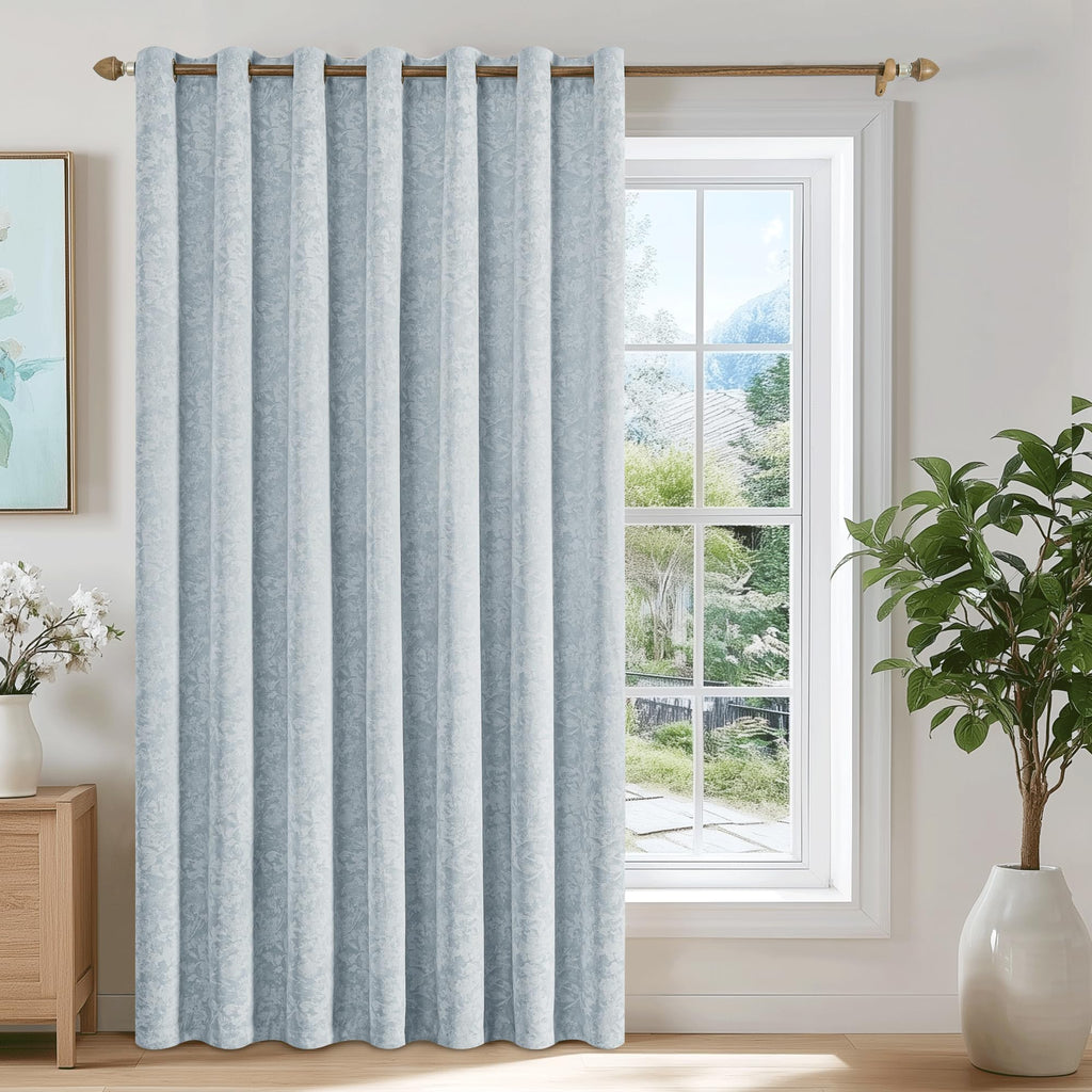 Beauoop Beige Floral Jacquard Blackout Curtains 90 Inches Long 2 Panels for Bedroom Living Room Chenille Flower Room Darkening Thermal Insulated Soundproof Rod Pocket Back Tab Window Drapes 52x90