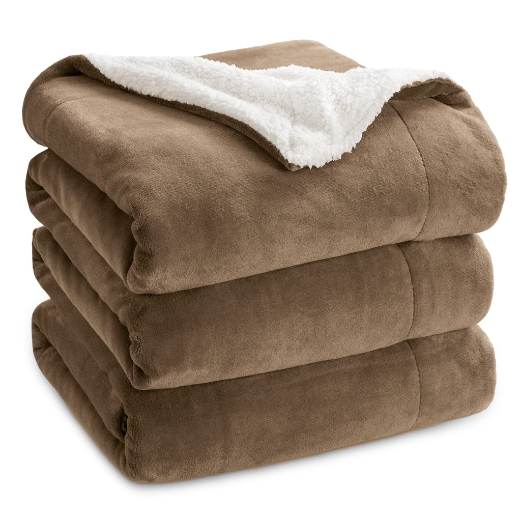 Bedsure GentleSoft Sherpa Fleece Queen Blankets for Bed, Non-Heated, Thick and Warm Throw for Women and Men, Soft Fuzzy Plush Queen Blanket for Winter, Grey, 90x90 Inches