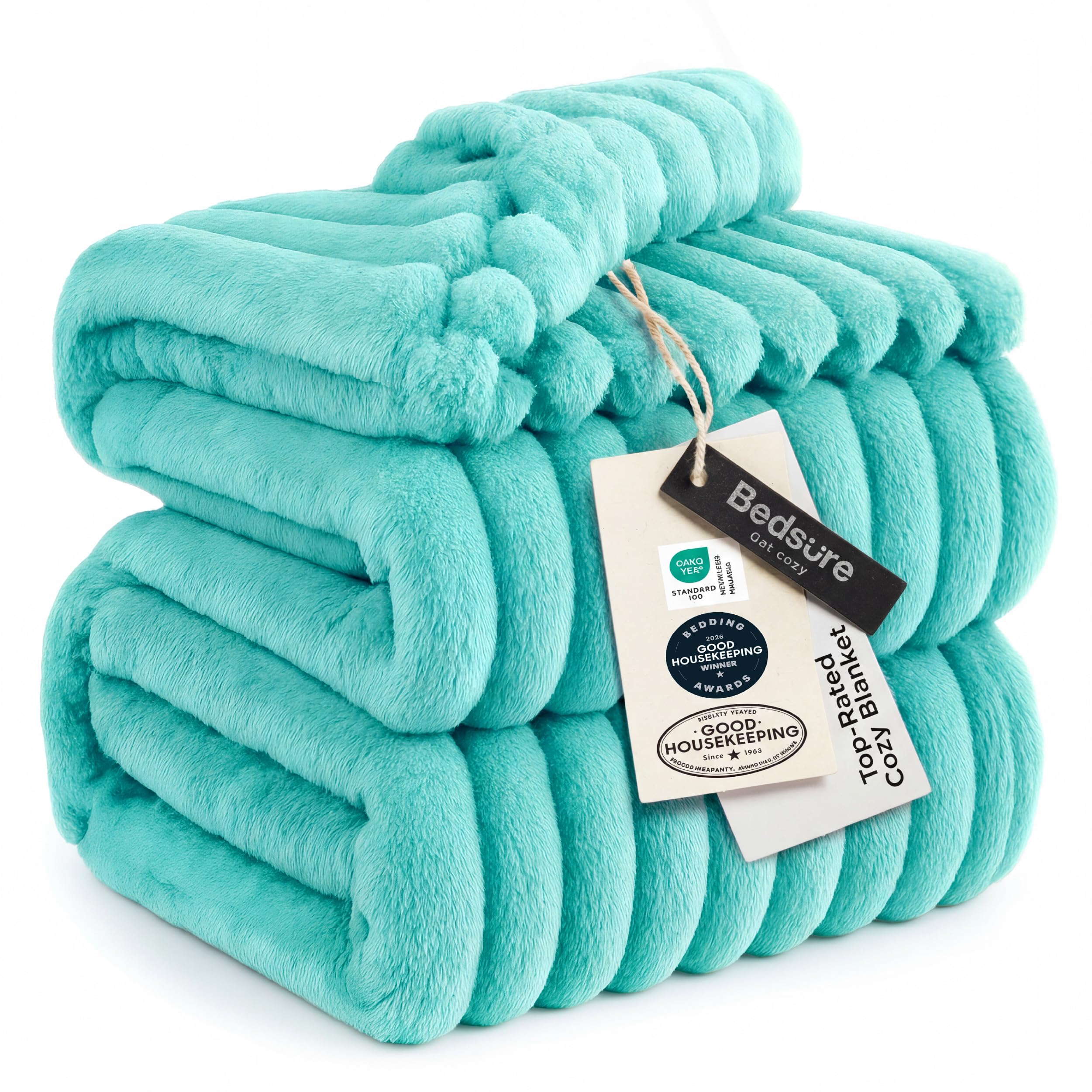 Bedsure GentleSoft Blankets Queen Size for Bed - Cozy Soft Sofa Couch Cover Blankets for Women, Cute Large Bedding Fleece Throws for Girls, Off White, 90x90 Inches