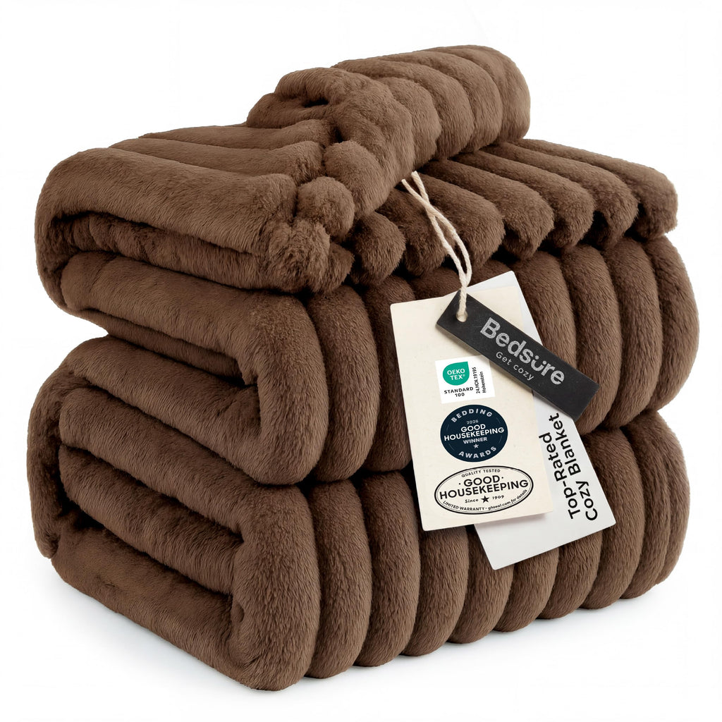 Bedsure GentleSoft Blankets Queen Size for Bed - Cozy Soft Sofa Couch Cover Blankets for Women, Cute Large Bedding Fleece Throws for Girls, Off White, 90x90 Inches