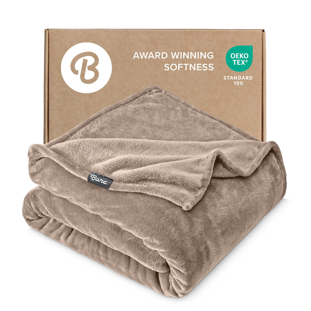 Bare Home Fleece Blanket - King Size - Ultra-Soft Lightweight for Bed, Sofa, and Couch - Luxury Microplush - Cozy Warm Blanket (King, Grey)
