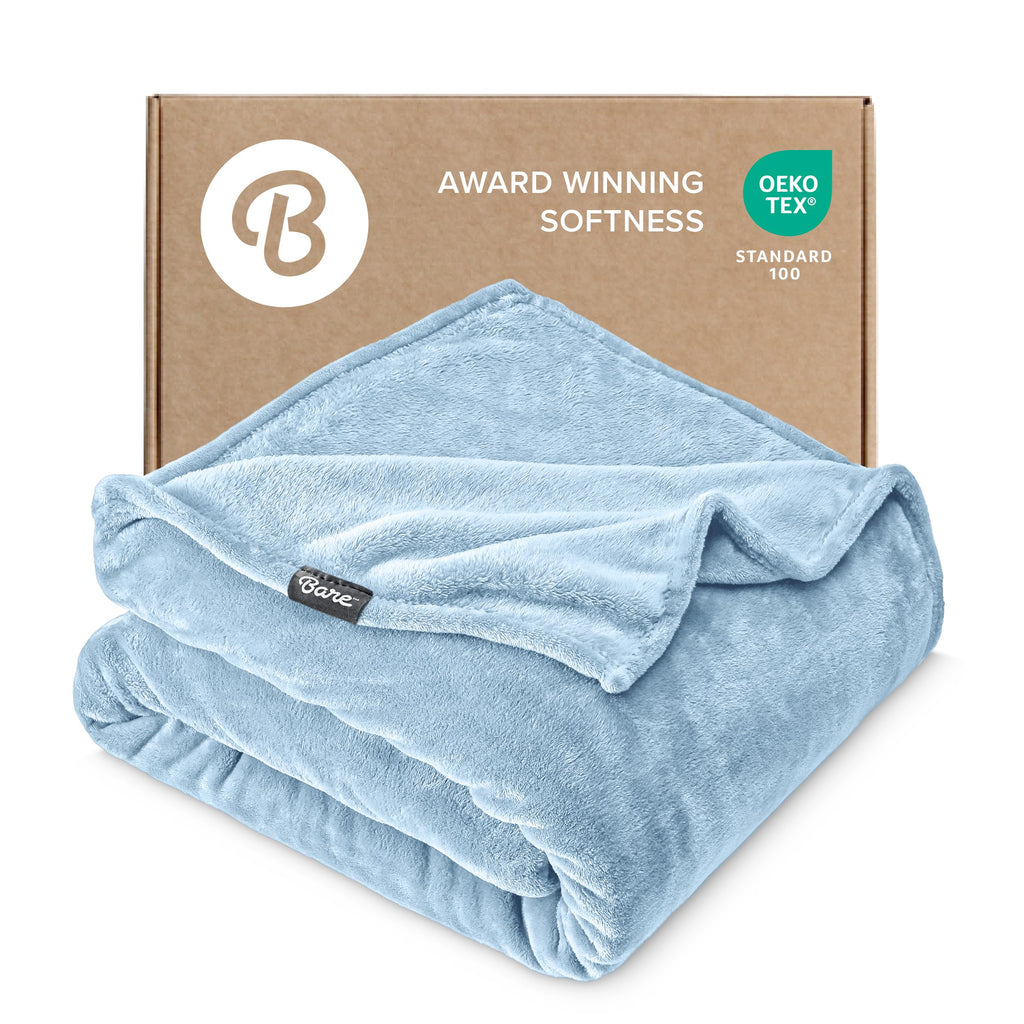 Bare Home Fleece Blanket - King Size - Ultra-Soft Lightweight for Bed, Sofa, and Couch - Luxury Microplush - Cozy Warm Blanket (King, Grey)