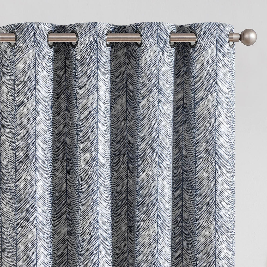 jinchan Taupe Printed Curtains Modern Jacquard Curtains with Herringbone Geometric Zigzag Pattern Room Darkening Drapes for Living Room Bedroom Grommet Top Window Treatments 63 Inch Length 2 Panels