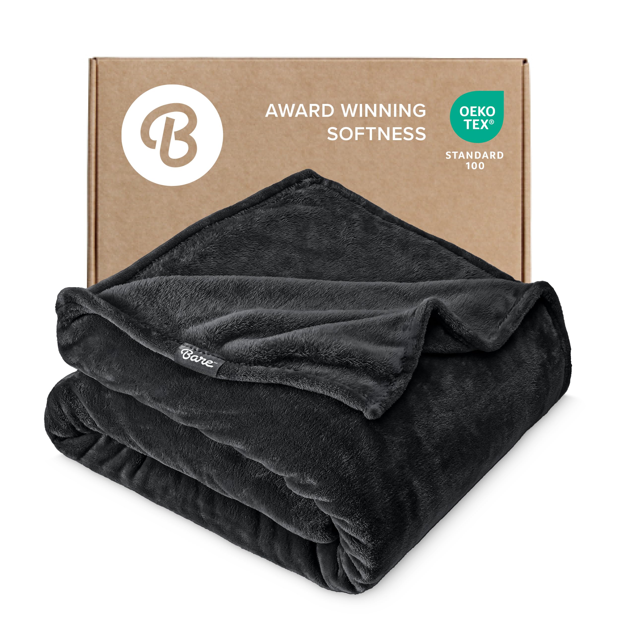 Bare Home Fleece Blanket - King Size - Ultra-Soft Lightweight for Bed, Sofa, and Couch - Luxury Microplush - Cozy Warm Blanket (King, Grey)