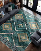 BESTSWEETIE Area Rug 5x7 Rug Machine Washable Non-Slip Low Pile Print Pattern Western Rug for Living Room Bedroom Entryway Tribal Series -Black