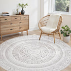 cotiled 5x7 Area Rug Living Room: Washable Boho Rugs with Non Slip Backing Large Soft Indoor Stain Resistant Carpet for Bedroom Farmhouse Dining Room Lightweight Home Decor L Brown/Cream