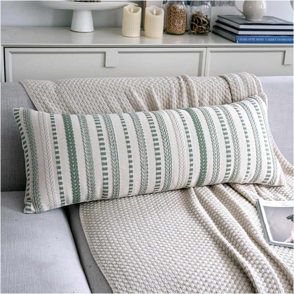 Cethom Navy Blue Boho Throw Pillow Covers 20x20 Inch Set of 2, Stripe Textured Decorative Couch Pillow Cases for Bed, Sofa, Living Room, Bedroom, Farmhouse Home Accent Cushion Covers