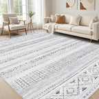 cotiled 5x7 Area Rug Living Room: Washable Boho Rugs with Non Slip Backing Large Soft Indoor Stain Resistant Carpet for Bedroom Farmhouse Dining Room Lightweight Home Decor L Brown/Cream