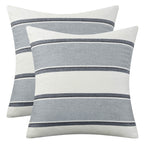 AmHoo Pack of 2 Farmhouse Linen Throw Pillow Cover Cushion Stripe Decoration Buffalo Retro Pillowcase with Hidden Zipper for Sofa Bedroom Car 18 x 18 Inch Blue