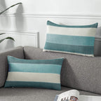 AmHoo Pack of 2 Farmhouse Stripe Check Throw Pillow Covers Set Case Cotton Linen Decorative Pillowcases Cushion Cover for Couch Bench Sofa 18x18 Inch Sage Green