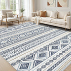 cotiled 5x7 Area Rug Living Room: Washable Boho Rugs with Non Slip Backing Large Soft Indoor Stain Resistant Carpet for Bedroom Farmhouse Dining Room Lightweight Home Decor L Brown/Cream