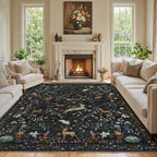 8x10 Beige Boho Floral Washable Non-Slip Thin Area Rug for Indoor Spaces