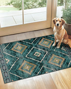 BESTSWEETIE Area Rug 5x7 Rug Machine Washable Non-Slip Low Pile Print Pattern Western Rug for Living Room Bedroom Entryway Tribal Series -Black