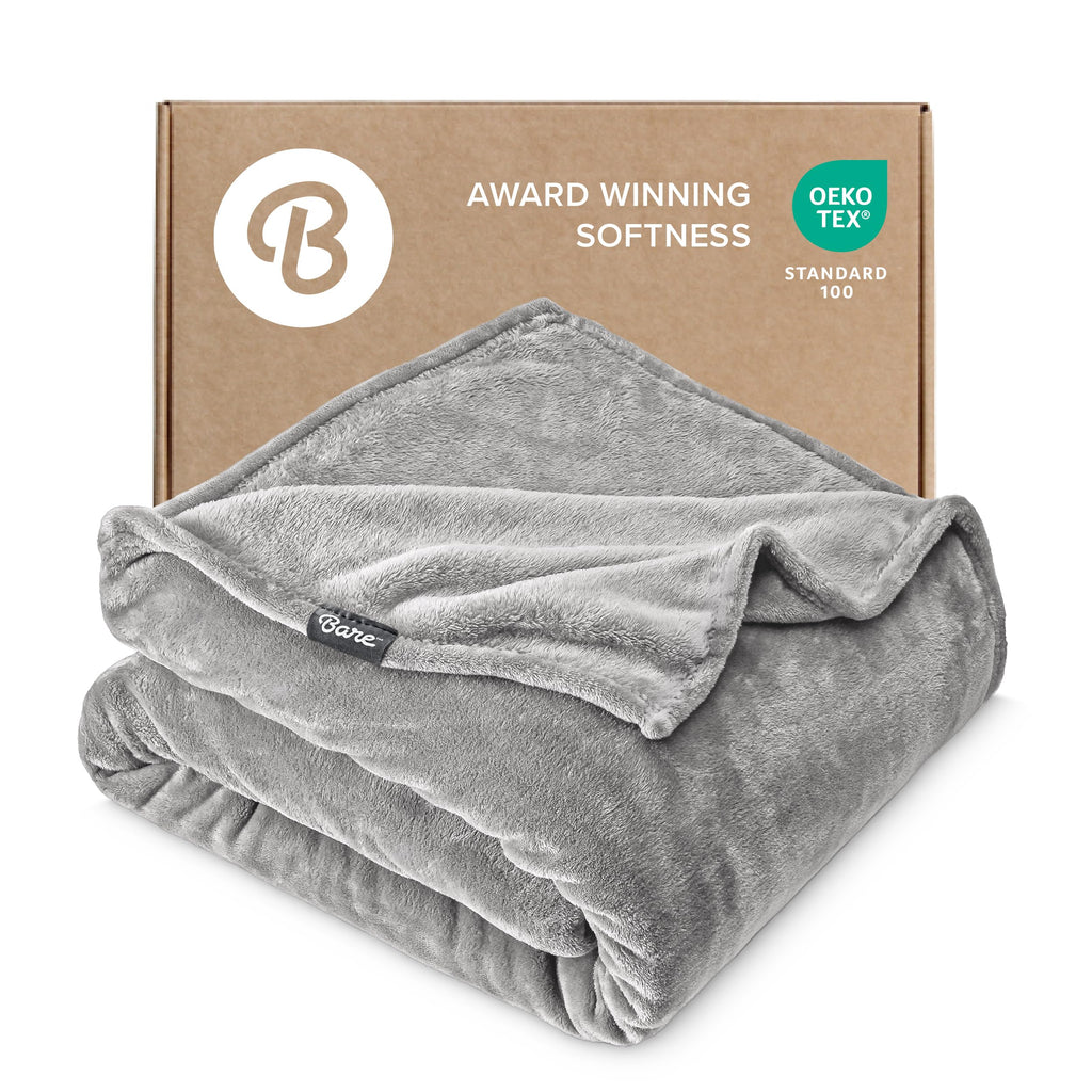 Bare Home Fleece Blanket - King Size - Ultra-Soft Lightweight for Bed, Sofa, and Couch - Luxury Microplush - Cozy Warm Blanket (King, Grey)