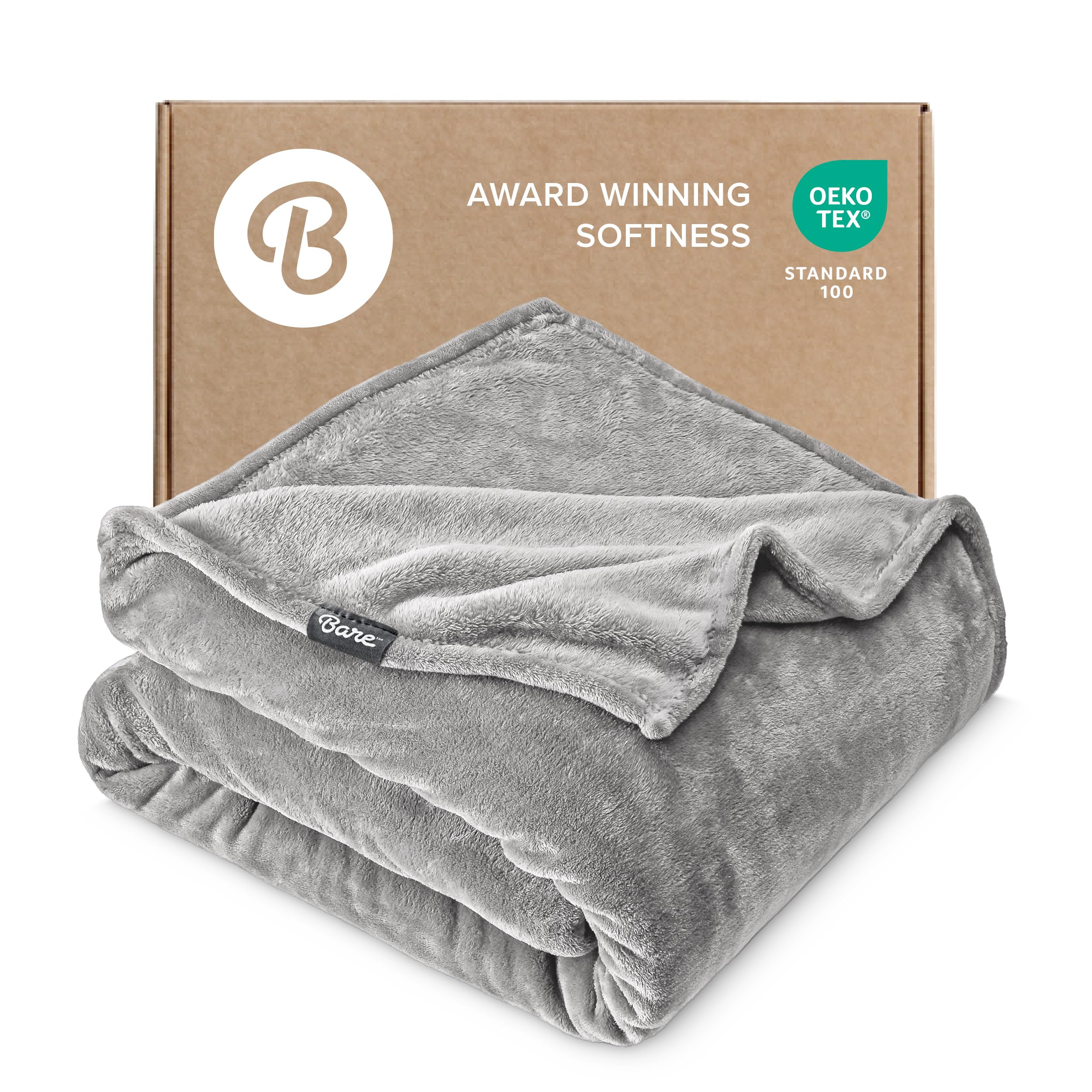 Bare Home Fleece Blanket - King Size - Ultra-Soft Lightweight for Bed, Sofa, and Couch - Luxury Microplush - Cozy Warm Blanket (King, Grey)