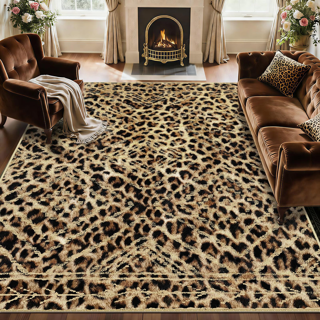 BESTSWEETIE Area Rug 5x7 Rug Machine Washable Non-Slip Low Pile Print Pattern Western Rug for Living Room Bedroom Entryway Tribal Series -Black