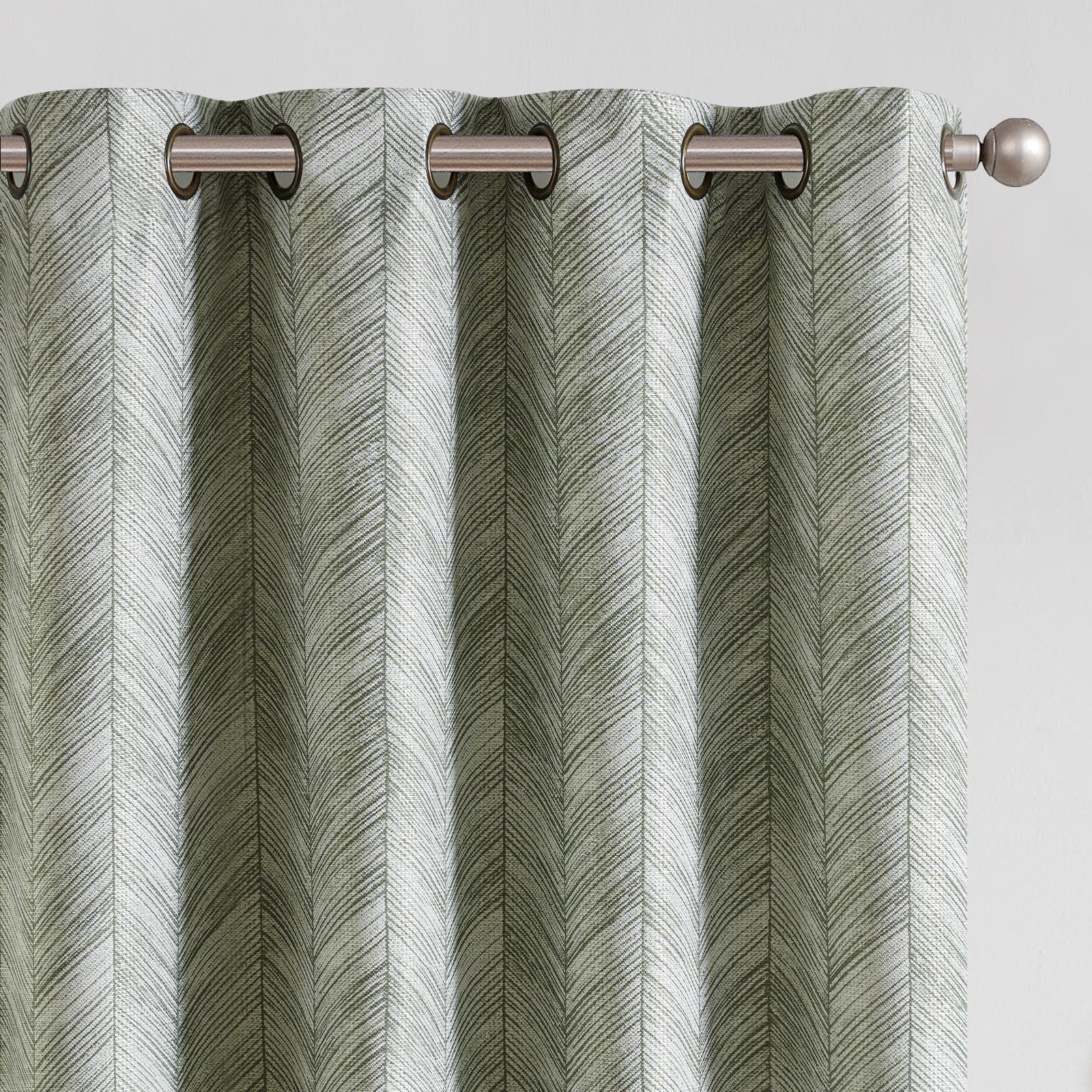 jinchan Taupe Printed Curtains Modern Jacquard Curtains with Herringbone Geometric Zigzag Pattern Room Darkening Drapes for Living Room Bedroom Grommet Top Window Treatments 63 Inch Length 2 Panels