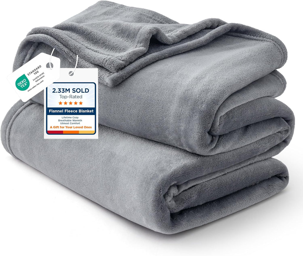 Bedsure Grey Queen Size GentleSoft Fleece Blanket 90×90 Inch, Anti-Static Cozy Microfiber Throw Blanket Gift for Men