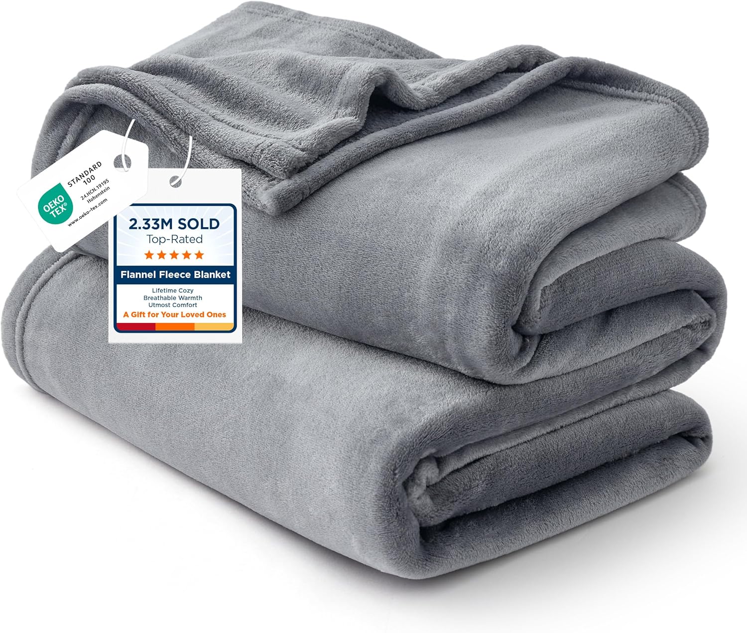 Bedsure Grey Queen Size GentleSoft Fleece Blanket 90×90 Inch, Anti-Static Cozy Microfiber Throw Blanket Gift for Men