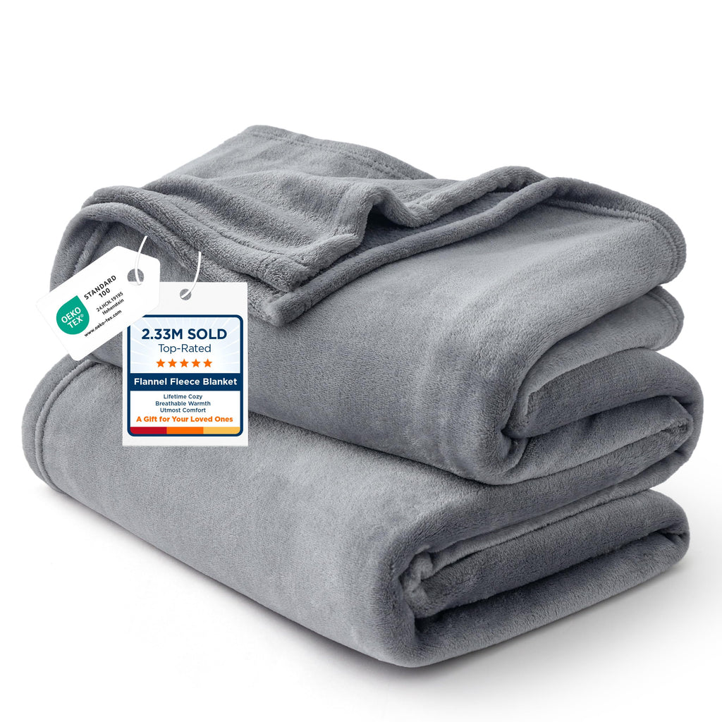 Bedsure Grey Queen Size GentleSoft Fleece Blanket 90×90 Inch, Anti-Static Cozy Microfiber Throw Blanket Gift for Men