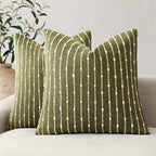 Foindtower Pack of 2 Decorative Jacquard Boucle Throw Pillow Covers Accent Textured Striped Pillowcases Soft Boho Modern Cushion for Couch Sofa Bedroom Living Room Home Decor 20x20 Inch Natural Beige