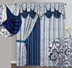 GOHD Samba Star. Jacquard Window Curtain Panel Drape with Attached Fancy Valance and Taffeta Backing. 2pcs Set. Each pc 54" Wide x 90" Drop with 18" Valance. (Hunter Green)