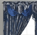 GOHD Luxe Love. Jacquard Window Curtain Panel Drape with Attached Fancy Valance. 2pcs Set (Sand, 84" Drop x 54" Wide with 18" Valance x 2pcs)
