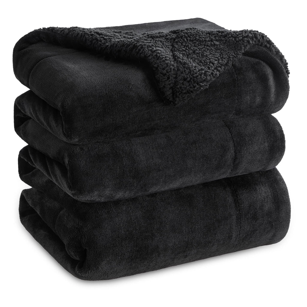 Bedsure GentleSoft Sherpa Fleece Queen Blankets for Bed, Non-Heated, Thick and Warm Throw for Women and Men, Soft Fuzzy Plush Queen Blanket for Winter, Grey, 90x90 Inches
