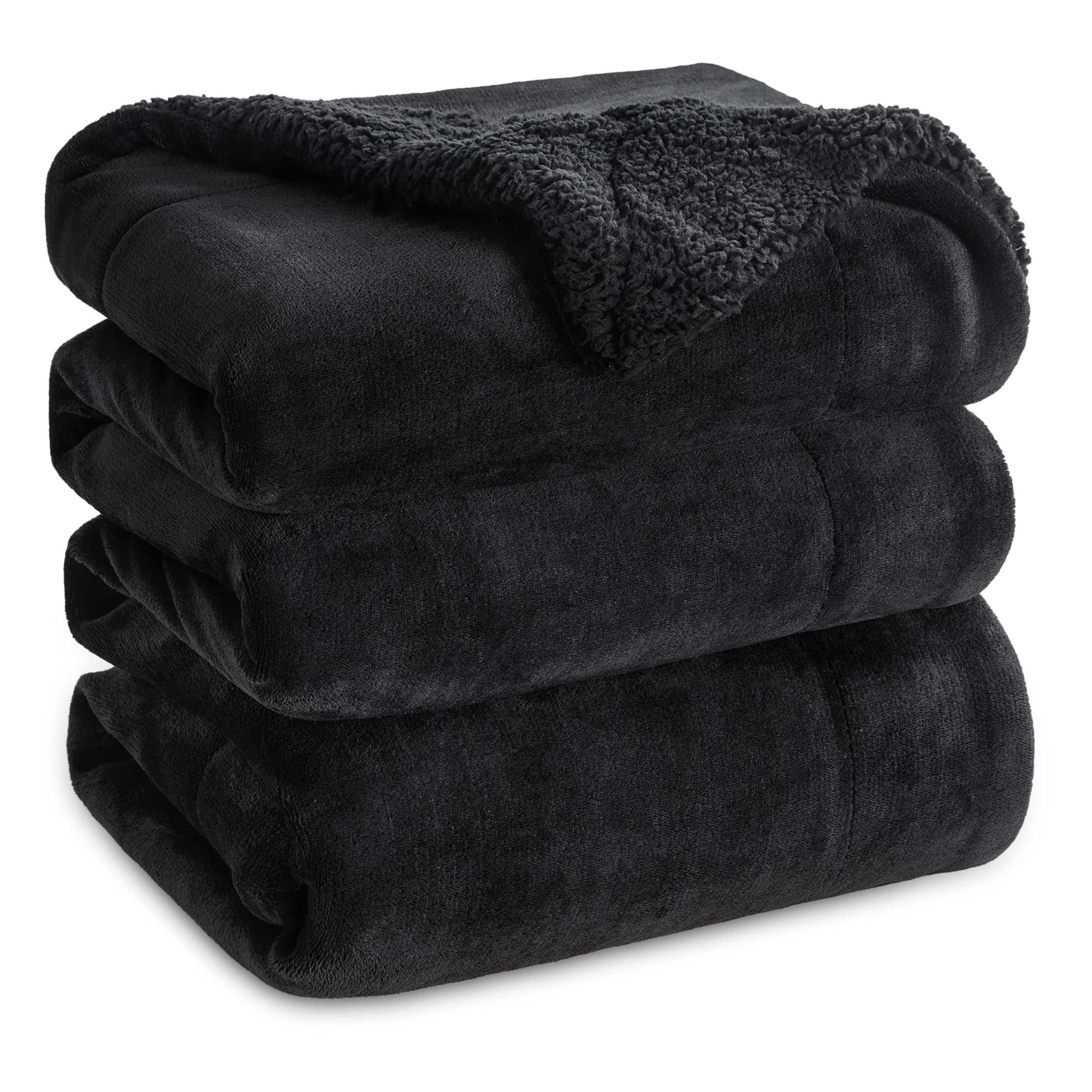 Bedsure GentleSoft Sherpa Fleece Queen Blankets for Bed, Non-Heated, Thick and Warm Throw for Women and Men, Soft Fuzzy Plush Queen Blanket for Winter, Grey, 90x90 Inches